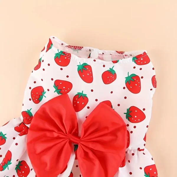 Adorable Strawberry Pattern Pet Dress - Image 3