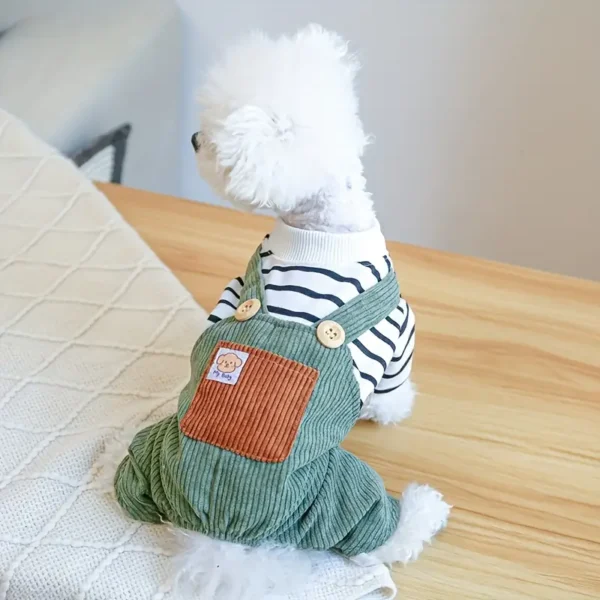 Cozy Striped Dog Jumpsuit - Image 2