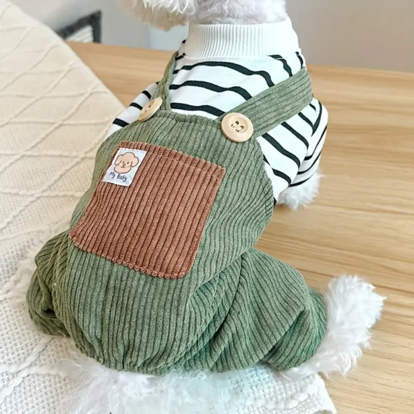 Cozy Striped Dog Jumpsuit - Image 4