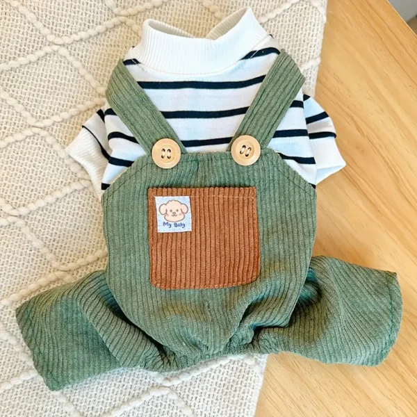 Cozy Striped Dog Jumpsuit - Image 3